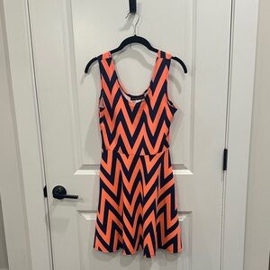 Derek Heart Orange and Black Chevron Dress